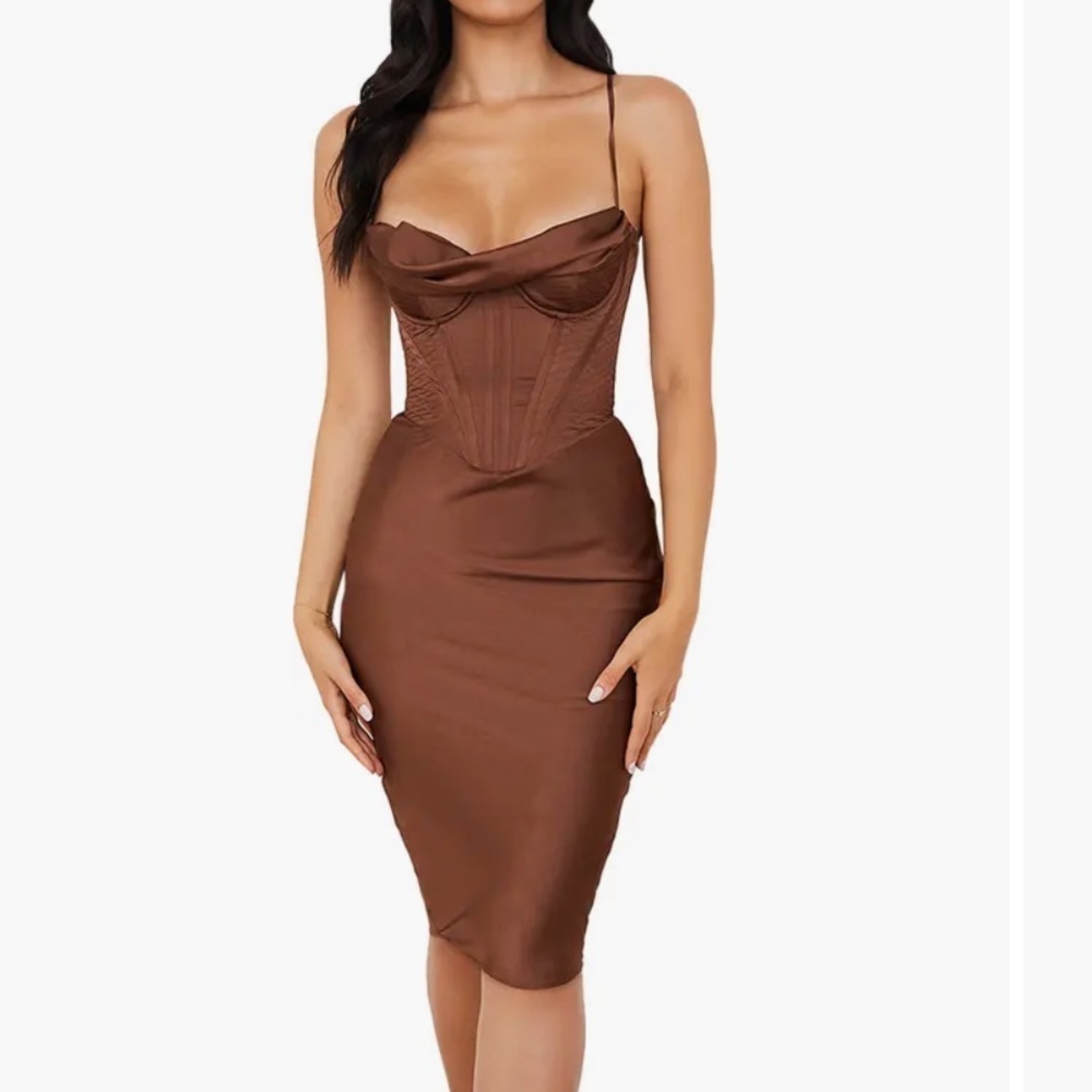 House of CB Myrna Satin Corset Dress in Excellent Pre Loved Condition